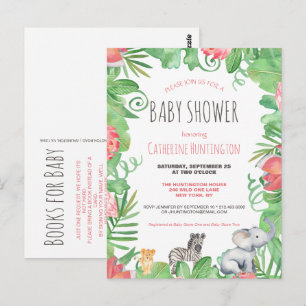 Carte Postale Cute Safari Animal Baby shower Livres pour bébé
