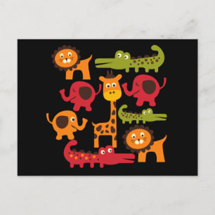 Carte Postale Cute Safari Jungle Zoo Animaux Imprimer Cadeaux