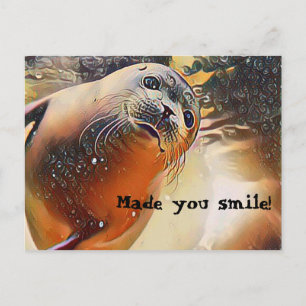 Carte Postale Cute Seal Faune Pop Art Vous Fait Sourire