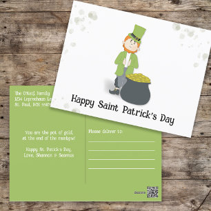 Carte Postale Cute Simple Leprechaun St. Patrick's Day Green