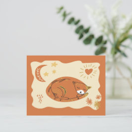 Carte Postale Cute Sleeping Cat Folk Art - Artist Postcard