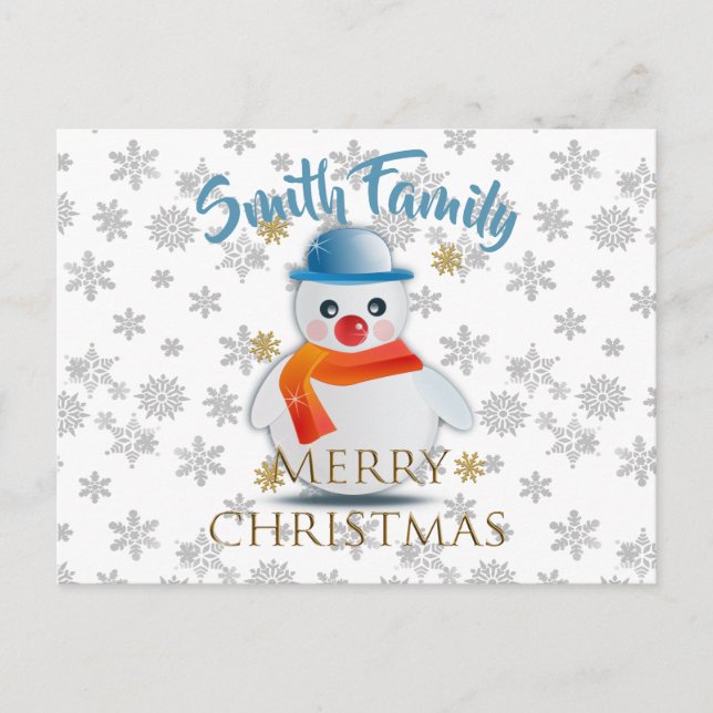 Carte Postale Cute Snowman (Devant)