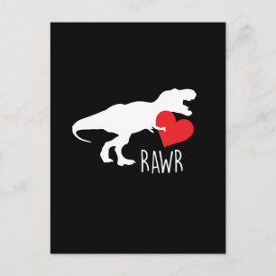 Carte Postale Cute T-Rex Rawr Coeur Saint Valentin