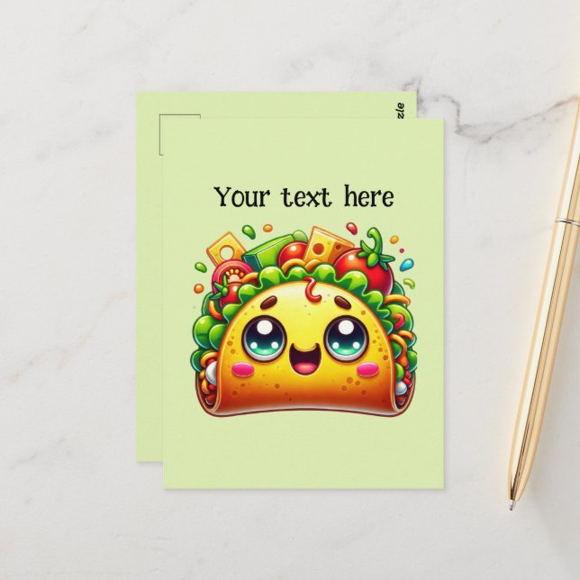 Carte Postale Cute taco amoureux personnaliser (Devant/Arrière en situation)