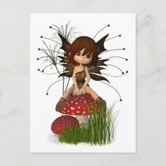 Carte Postale Cute Toon Fée d'automne et Toadstool