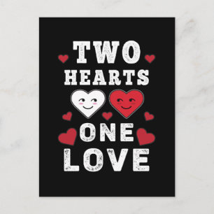 Carte Postale Cute Two Hearts One Love Anniversaire Saint-Valent