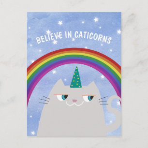 Carte Postale Cute Unicorn Chat