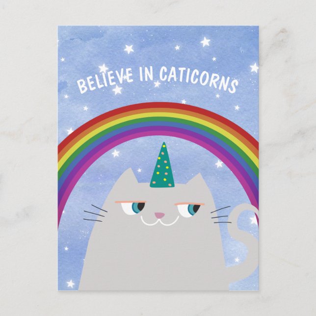 Carte Postale Cute Unicorn Chat (Devant)