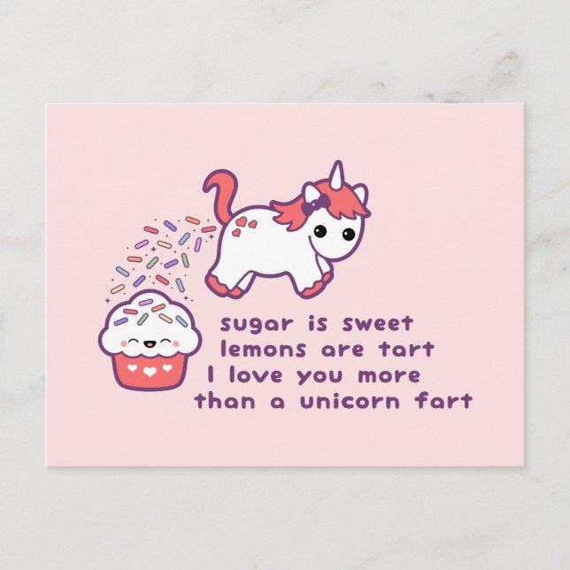 Carte Postale Cute Unicorn Fart (Devant)