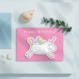 Carte Postale Cute Unicorn - Filles Anniversaire