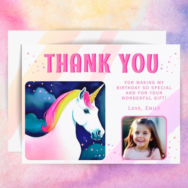 Carte Postale Cute Unicorn Magique fille Anniversaire Photo Merc (Créateur téléchargé)