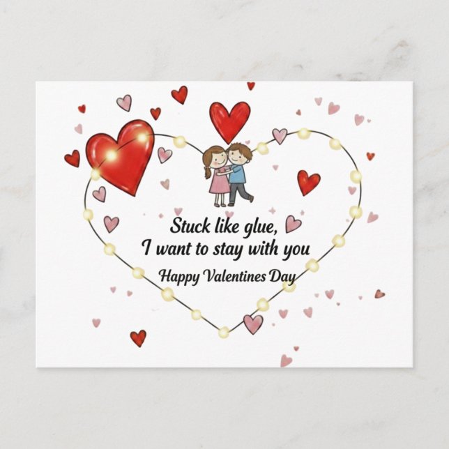 Carte Postale Cute Valentine's day couple hearts custom (Devant)