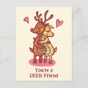 Carte Postale Cute Valentine's Day Deer Friend Pun texte personn