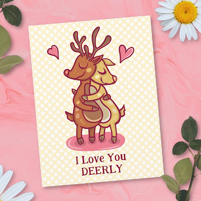 Carte Postale Cute Valentine's Day Deer Pun Je t'aime Chère (Créateur téléchargé)