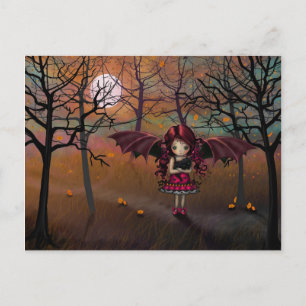 Carte Postale Cute Vampire d'automne et chat noir