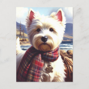 Carte Postale Cute West Highland Peinture de Terrier blanc