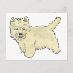 Carte Postale Cute West Highland Terrier Funny Chien Art Design