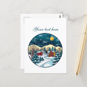 Carte Postale Cute Winter scène personnalisable