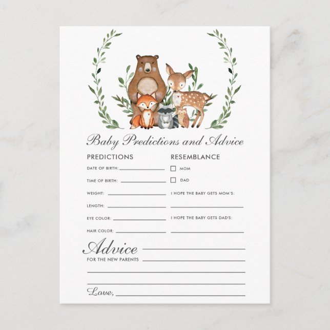 Carte Postale Cute Woodland Animaux Prédictions et conseils pour (Devant)