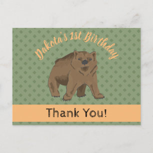 Carte Postale Cute Woodland Grizzly Oear Cub Merci