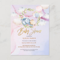 Cute Woodland Teddy Bear Boy Baby shower Invitatia