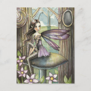 Carte Postale Cute Woods Fairy sur Fleur de Champignons Faeri