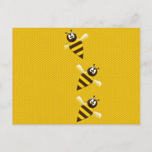 Carte Postale Cute Yellow Brown Abstract Honey Bees Pattern