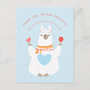 Carte Postale Cute Yoga Llama Baby shower Merci