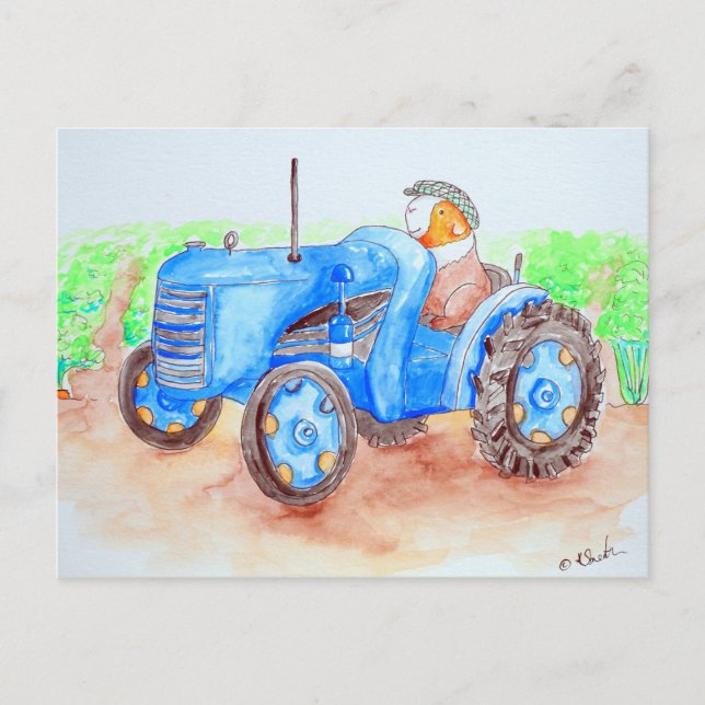 Carte Postale Cutie l'agriculteur Guinée Peinture de porc (Devant)
