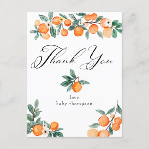 Carte Postale Cutie   Merci de Baby shower orange