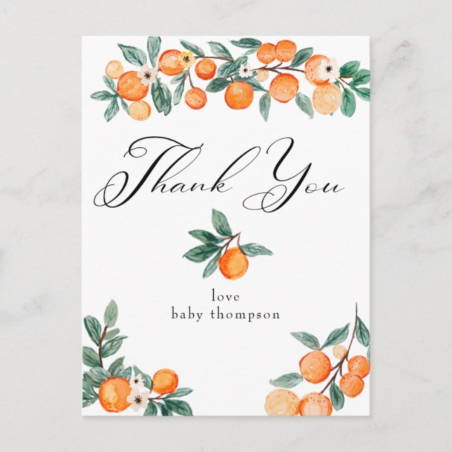 Carte Postale Cutie | Merci de Baby shower orange (Devant)