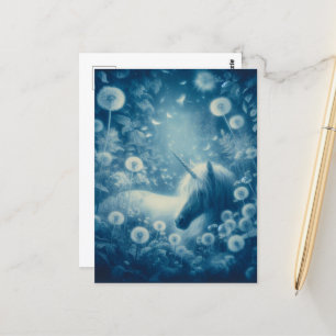 Carte Postale Cyanotype Dandelion Unicorn Dreams