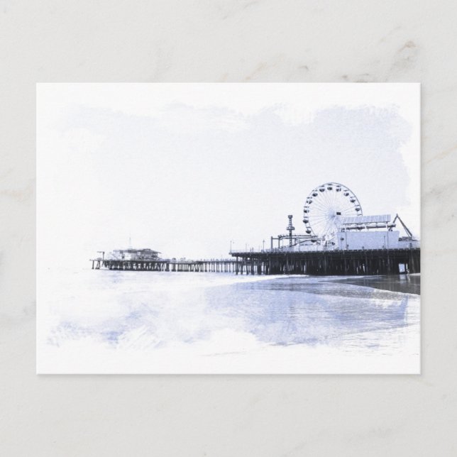 Carte Postale Cyanotype Santa Monica Pier (Devant)