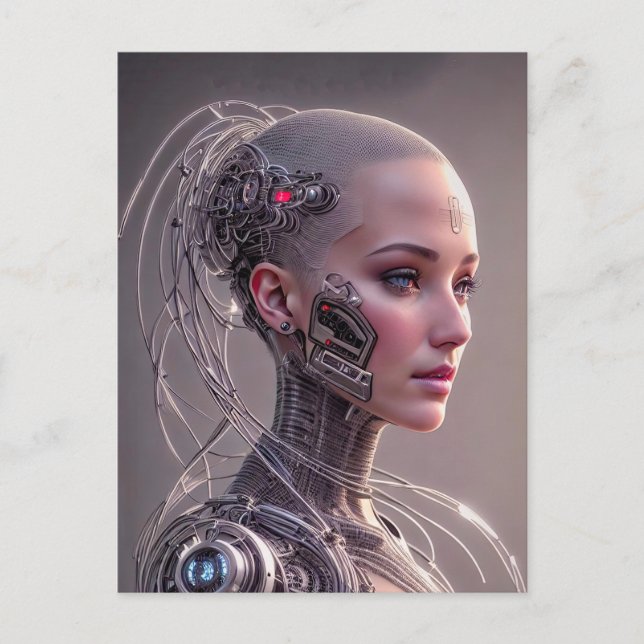 Carte Postale Cyborg avec de nombreux circuits (Devant)