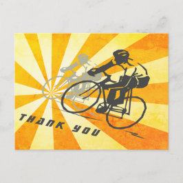 Carte Postale Cyclistes routiers avec Merci de vélo Sunburst Ret