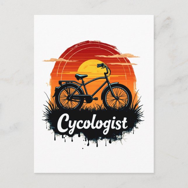Carte Postale Cycologiste Aventure à vélo : Tir graphique au cou (Devant)