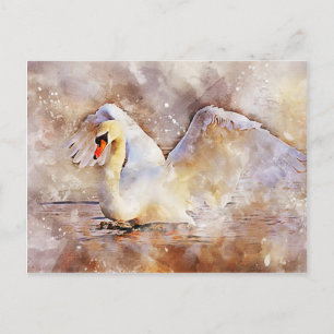 Carte Postale Cygne aquarelle