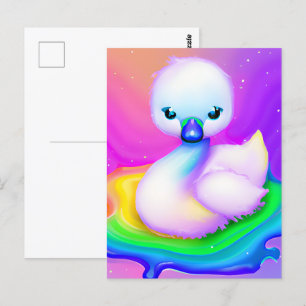 Carte Postale Cygne bébé mignon et coloré