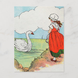 Carte Postale Cygne, Cygne au-dessus de la mer Mère Goose Nurser