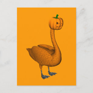 Carte Postale Cygne d'Halloween orange doux