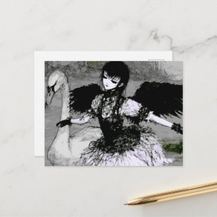 Carte Postale Cygne et Ballerine Noir et Blanc
