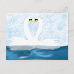 Carte Postale Cygnes subtils en amour (formes cardiaques) Cadeau