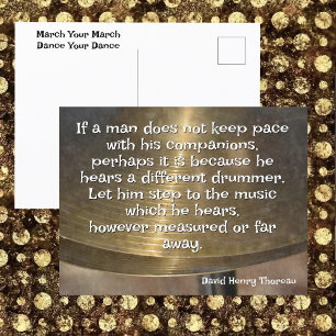 Carte Postale Cymbale de citation de Thoreau, batteur différent