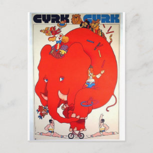 Carte Postale Cyrk Elephant Poster vintage