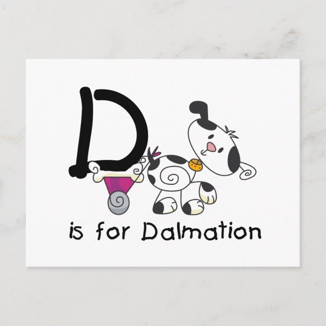 Carte Postale D est pour les T-shirts et cadeaux Dalmation (Devant)