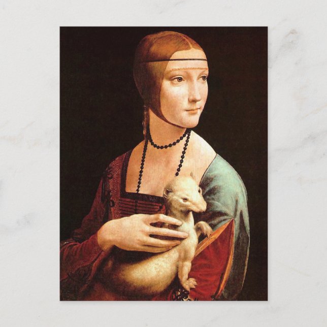 Carte Postale Da Vinci : Dame Avec L'Ermine (Devant)