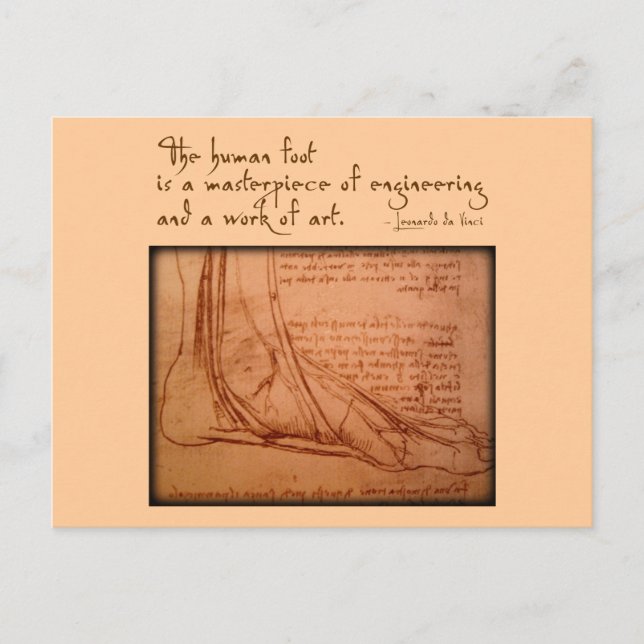 Carte Postale da Vinci: "Le pied humain est..." (Devant)