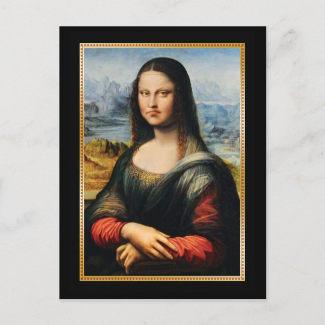 Carte Postale Da Vinci Mona Lisa Visage Grumpy (Devant)