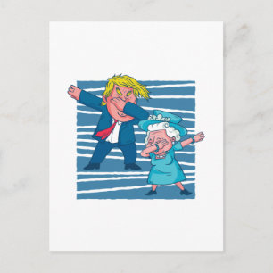 Carte Postale Dabbing Trump Queen England Caricature graphique