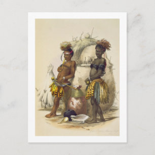 Carte Postale Dabiyaki et Upapazi, garçons de zoulou dans la